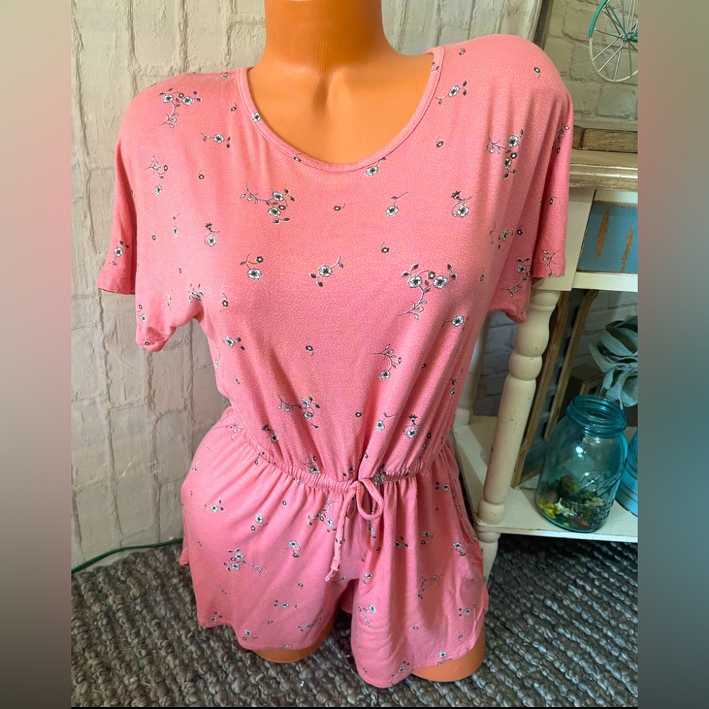 Nordstrom Girls Romper Size XL (14-16) Round Neck Tie-Front Short Sleeve NEW!